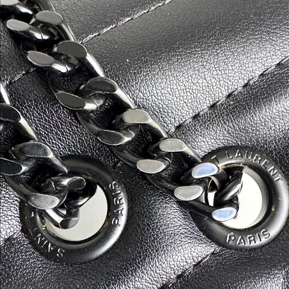 Yves Saint Laurent Black Chevron Shoulder Bag - Picture 8 of 13